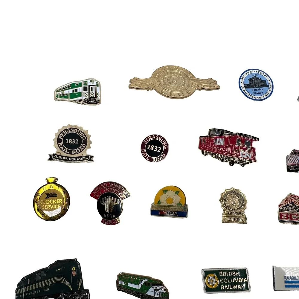 Assorted Vintage Train Railroad‎ Enamel Metal Lapel Pin Huge Lot Amtrak Employee